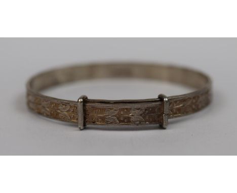 Silver engraved child's bangle 
