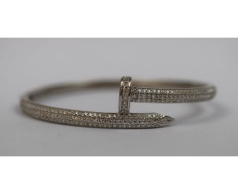 Silver stone set bangle 