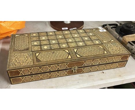 Micro mosaic / mother of pearl inlaid backgammon set 