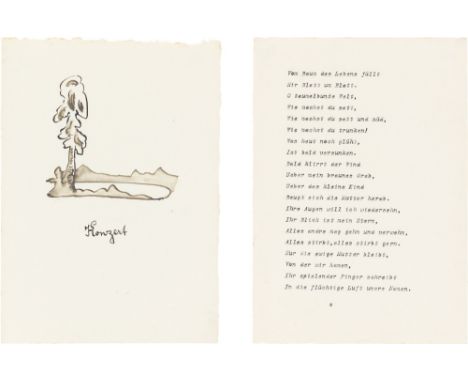 (See English version below)Hermann Hesse (Calw 1877 – 1962 Montagnola). „Konzert“. 2 Blatt: Aquarell und Tuschfeder bzw. Schr