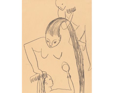 (See English version below)Leiko Ikemura (Tsu/Japan 1951 – lebt in Berlin). Ohne Titel. 1983Bleistift auf bräunlichem Papier 