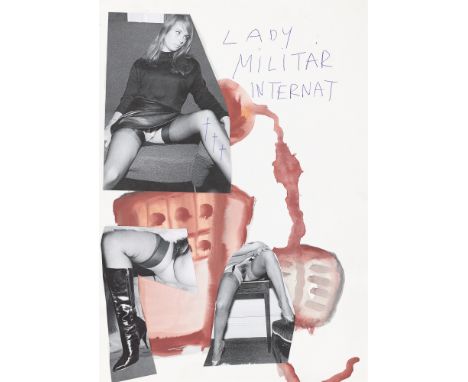 (See English version below)Jonathan Meese (Tokio 1970 – lebt in Berlin). „Lady HOT“. 1997/98Collage, Aquarell und Kugelschrei