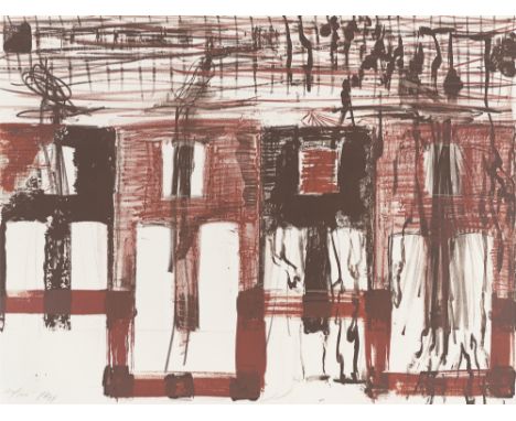 (See English version below)Mappenwerk. „Pro Deutsches Architektur-Museum“. 19942 Original-Holzkassetten mit 17 Druckgrafiken 