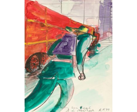 (See English version below)Rainer Fetting (Wilhelmshaven 1949 – lebt in Berlin). „Van Gogh in New York“. 1978Aquarell und Kre