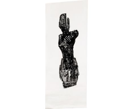 (See English version below)Felix Droese (Singen 1950 – lebt in Mettmann). „woestijn“. 1986Holzschnitt auf Papier.  133&nbsp;×