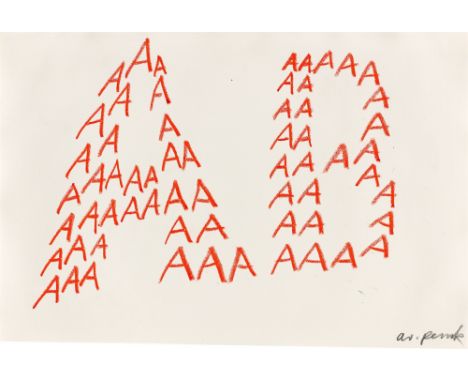 (See English version below)A.R. Penck (Dresden 1939 – 2017 Zürich). „Ohne Titel (AB)“. Wachskreide auf Velin. 37,6&nbsp;×&nbs