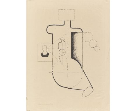 (See English version below)Willi Baumeister (1889 – Stuttgart – 1955). „Visieren (Sitzende Figur)“. 1921Lithografie auf Bütte