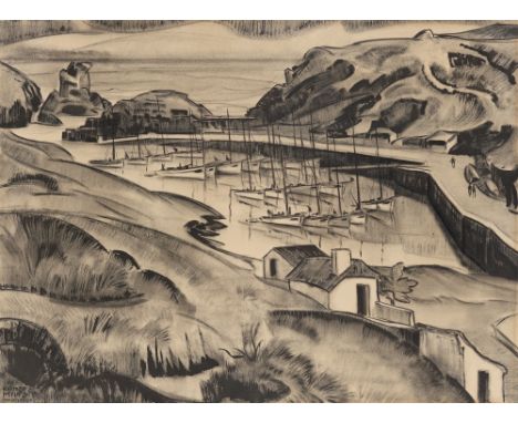 (See English version below)Harmen Meurs (Wageningen 1891 – 1964 Speulde/Putten). „Port de la Meule“. Tuschpinsel auf festem P