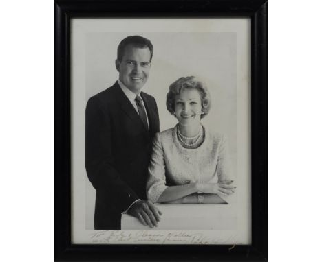 1960s portrait of Richard and Pat Nixon inscribed "To Rudy and Eleanor Vallee with Best Wishes from Dick and Pat Nixon."  Dim