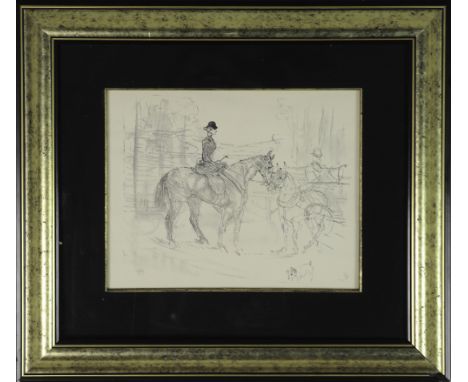 A 1948 lithograph on paper from Douze lithographies Paris, Librairie Gründ, 1948 of a woman on horseback by the renowned arti