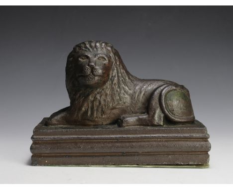 Architectural element. From unknown manufacturer. Nicely rendered lion.  Dimensions are: 9 1/2" long, 5" wide, 7" tall. All m