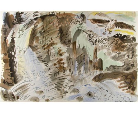 Artist: Andre Masson (French, 1896 - 1987). Title: "Torrent". Medium: Color lithograph. Date: Composed 1952. Dimensions: Over