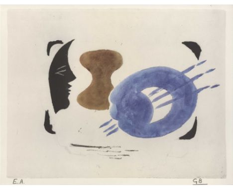 Artist: Georges Braque (French, 1882 - 1963). Title: "Profil et palette". Medium: Original color collotype. Date: Composed 19