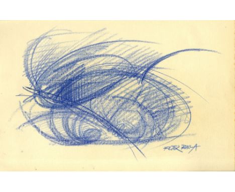Artist: Giacomo Balla (Italian, 1871-1958). Title: "Vortice Futurista Blu II". Medium: Original color pencil drawing. Date: C