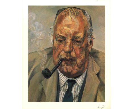 Artist: Lucian Freud (German/English, 1922-2011). Title: "Man Smoking". Medium: Color offset lithograph. Date: Composed 1986-