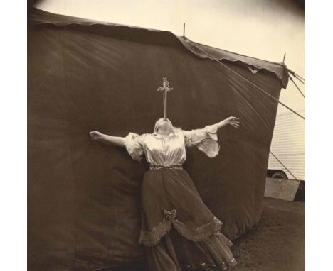 Artist: Diane Arbus (American, 1923-1971). Title: "Albino Sword Swallower at a Carnival, Maryland". Medium: Original vintage 