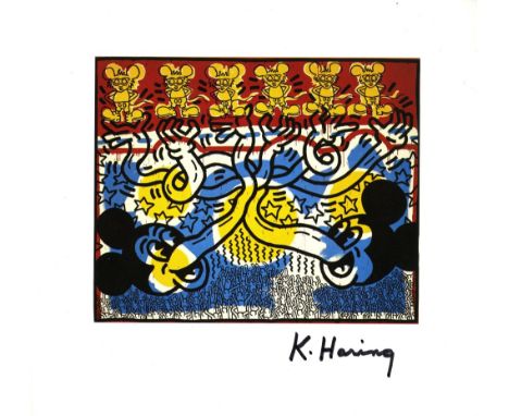 Artist: Keith Haring (American, 1958 - 1990). Title: "Two Mickeys &amp; Six Andys [Untitled 1983]". Medium: Color offset lith