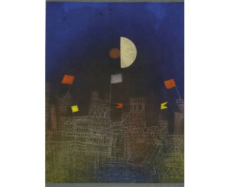 Artist: Paul Klee (Swiss/German, 1879 - 1940). Title: "City with Flags ["Beflaggte Stadt"]". Medium: Original color lithograp