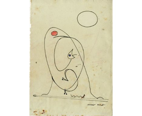 Artist: Max Ernst (German, 1891 - 1976). Title: "Spiral Composition". Medium: Original mixed media drawing. Date: Composed 19