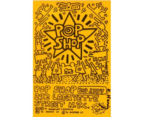 Artist: Keith Haring (American, 1958 - 1990). Title: "Pop Shop Handbill/Sticker". Medium: Color offset lithograph. Date: Comp