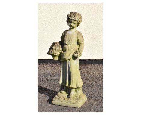 Garden Ornaments - Reconstituted figure of a maiden symbolising Harvest, 59cm high  
