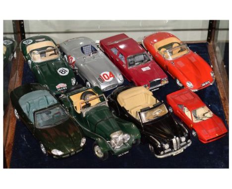 Eight unboxed Maisto and Burago die-cast model cars comprising: Rolls Royce, Ferrari, BMW, etc  