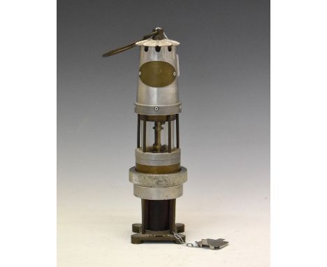 J.H. Naylor Ltd (Wigan) Spiralarm type, 'S gas detection safety lamp', Patent No. 352267, stamped 612, approx 36cm long  