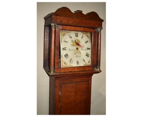 George III oak cased 30 hour painted dial longcase clock of small proportions, Joseph Thristle, Mark, with square Roman dial 