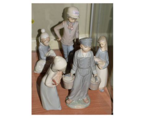 Group of five Lladro and Nao figurines  