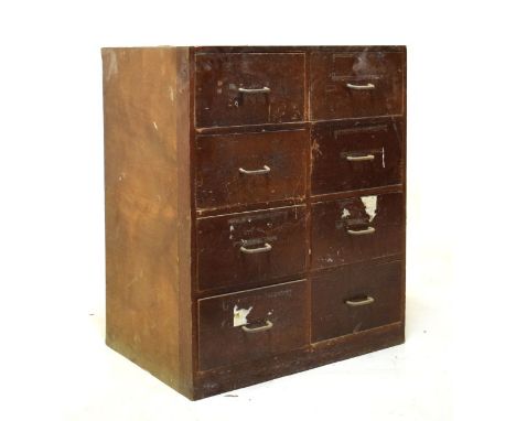 Vintage chest of eight drawers in two banks of four, 65.5cm wide x 81cm high  