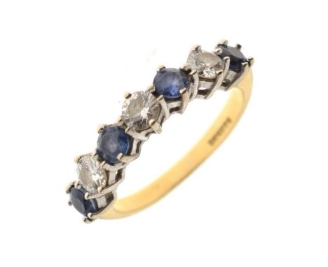 18ct gold sapphire and diamond ring, size P, 4.3g gross approx  