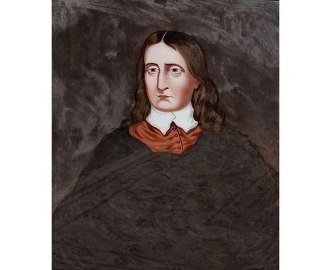 19th/20th Century reverse glass painting - Portrait - possibly Charles Wesley, 54.5cm x 42cm, in an ebonised frame  
