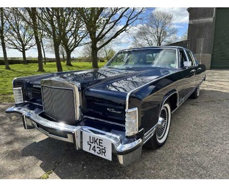 1977 Lincoln Continental Spitzer 4 door sedan, Registration UKE 743R. This very imposing classic American luxury car has dark