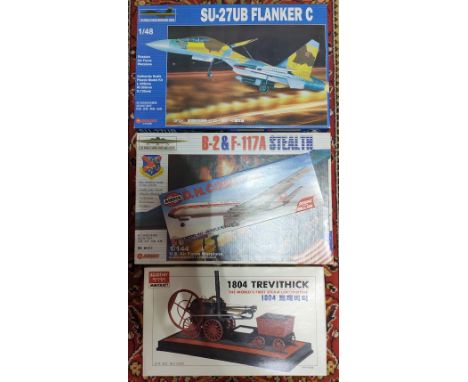 Four unused model kits to include 3 x aircraft &amp; a steam loco.  