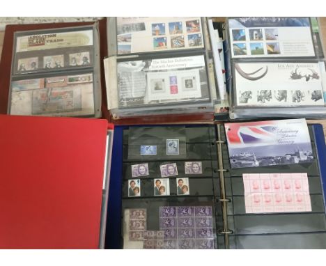 Six albums of covers and stamps comprising an album containing approximately 50 Royal Mail Mint Stamp Presentation packs, two