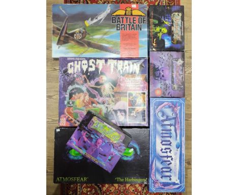 A group of assorted vintage board games comprising of 5 x Atmosfear (the Harbingers,I,II,III,IV), Ghost Train &amp; Battle of