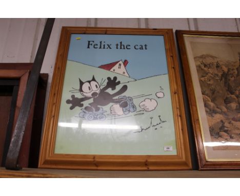 A Felix The Cat print contained in pine frame 