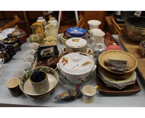 A large collection of various china to include Royal Worcester "Evesham" dinnerware; egg coddlers; various jugs; vases etc. 