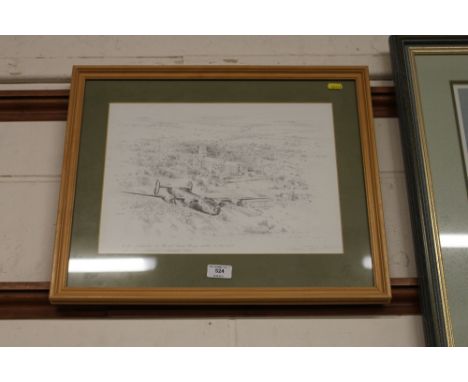 Robert Taylor, pencil signed print "Low Pass Over Ely Cathedral, Summer 1944"