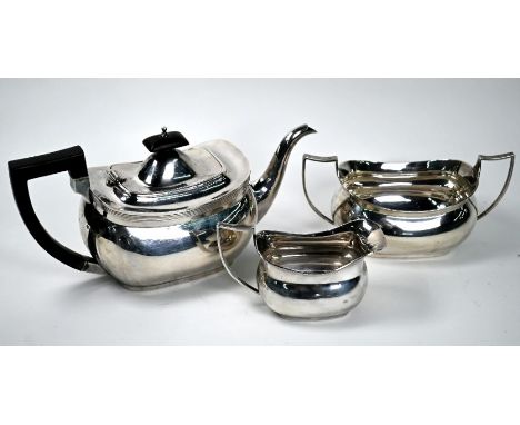 A heavy quality silver three-piece tea service in the Regency manner, Barker Brothers ltd, Birmingham 1930, 30oz (936g) gross
