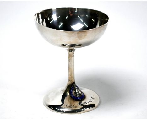 Motoring interest: North West London Motor Club London to Gloucester Trial 1924 trophy - silver champagne saucer with blue en