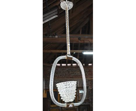 A vintage Barovier &amp; Toso Murano clear glass light fitting, approx. 40 cm dia. x 100 cm h