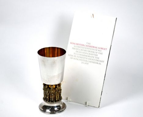 An Aurum parcel gilt silver Winchester Cathedral Goblet no 446/900, 1979, Hector Miller, London 1979, 12.5oz (389 g), to/w pr