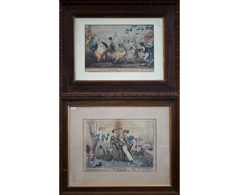 After G Cruickshank - A 19th century hand coloured engraving 'A Visit to Cockney Farm - Viewing the Grounds, pub May 25th 181