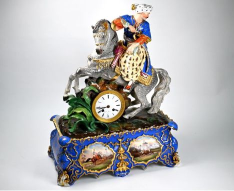 A 19th century French monumental porcelain clock-case by Jacob &amp; Mardochée Petit, Fountainebleau (1830-1860), modelled as