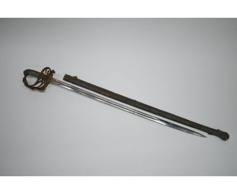 A Victorian Infantry Officer's pattern sword with 81.5 cm etched blade by Firmin &amp; Sons, London, steel basket guard and w