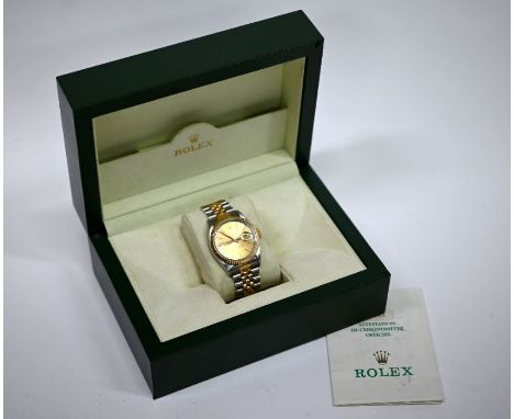 A gentleman's Rolex stainless steel and gilt Oyster Perpetual Datejust Superlative Chronometer wristwatch gentleman's Rolex D