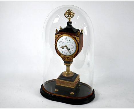 Lepaute Du Roy, Paris, a late 19th century ormolu mounted burr walnut 8-day drum clock under dome, 47 cm h (53 cm h o/all)Ove