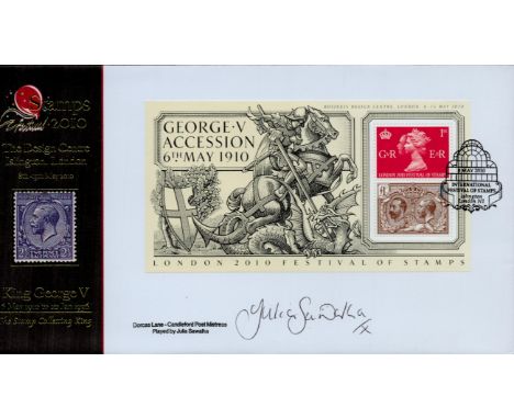 Julia Sawalha signed FDC A Buckingham Cover Stamps Festival 2010. Double stamps plus single postmark 8 May 2010. Is an Englis