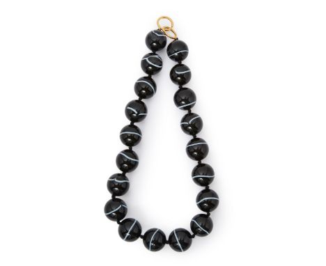 Paloma Picasso for Tiffany &amp; Co. A banded agate bead necklace,&nbsp;a row of spherical banded agate beads, 2.5-2.6cm diam